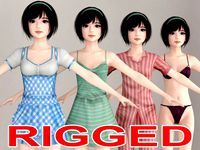 T pose rigged model of Honoka with various outfit