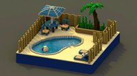 Backyard Pool Voxel Scene