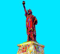 Low Polygon Pop Art Style Liberty Statue Monument