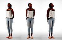 Caroline 06 Woman standing looking up in jeans