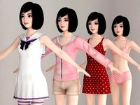 T pose nonrigged model of Harumi with various outfit