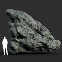 Low poly Damaged Black Rock 05 190429