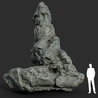 Low poly Damaged Black Rock 08 190429