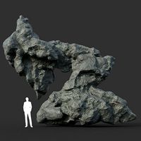 Low poly Damaged Black Rock 10 190429