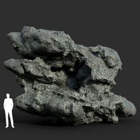 Low poly Damaged Black Rock 11 190429