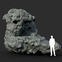 Low poly Damaged Black Rock 12 190429
