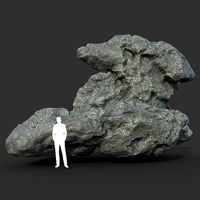 Low poly Damaged Black Rock 13 190429