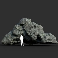 Low poly Damaged Black Rock 14 190429