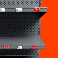 Shop or store shelf or shelving aisle for interior environment