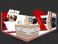 Exhibition Stall 3d model 7x5 mtr 2sides Open Booth