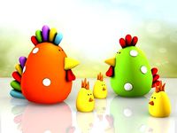 Colourful Easter Chick family - Low poly 3d Models