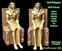 Egyptian Statue Khafre - PBR - Textured