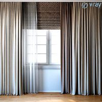 Curtains with Roman curtain and Tulle set 02