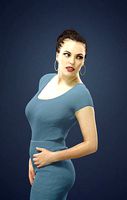 Dream Smart Casual Female In Blue Dress Looking back
