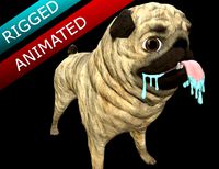 Pug Dog - Low Poly - Rigged - Animated - PBR