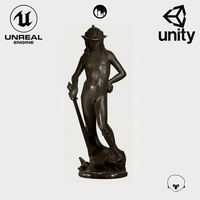 VR Sculpture David With Head of Goliath Donatello Ultra-Low-Poly
