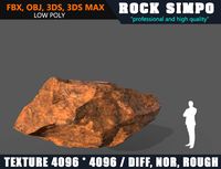 Low Poly Realistic Yellow Rock Modular R7 - Game Ready