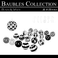 Black and White Baubles Collection with Hooks