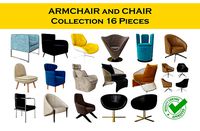 Chair and Armchair Collection 16 pieces 3d model