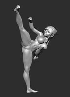 Karate girl in poses 3D model