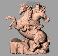 Chinese character sculpture Guangong ride horse G006