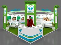 Exhibition stall 3d model 6x6 mtr 2sides open Healthcare Stand