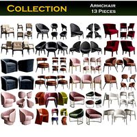 Collection of Armchairs 3d model 13 pieces