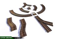Lowpoly Railway Track Collection Pack 3d model
