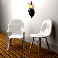 wall light and chairs