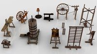 Pack of Medieval Craftsmen Machine-Tools