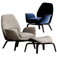 Gilliam Armchair and Ottoman Set By Minotti