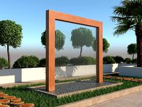 Rain Shower Fountain In Site Garden Design With Plants