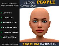 Low poly Character Cartoon Basemesh - Angelina