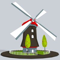 3D WindMill Low Poly