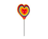 Rainbow lollipop heart shaped candy