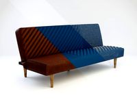 Futon Sofa - Leather and Fabric