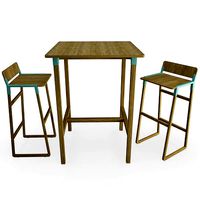 Noem Wooden Table and Bar Stools Verges