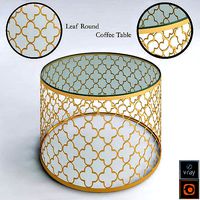 Gable Hollywood Regency Glass Gold Leaf Round Coffee Table