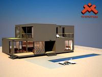 Modern Prefab House with furniture