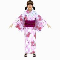 Japanese Casual Summer Kimono Girl Pink Yukata Girl