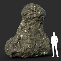Low poly Damaged Lichen Rock 04 190907