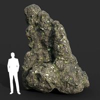 Low poly Damaged Lichen Rock 07 190907