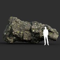 Low poly Damaged Lichen Rock 11 190907