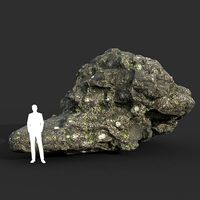 Low poly Damaged Lichen Rock 14 190907