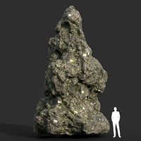 Low poly Damaged Lichen Rock 16 190907