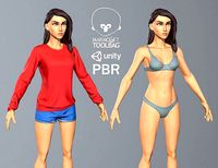 Game ready female character with 4 looks