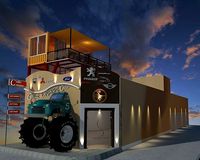 3D modelling house office and caffe