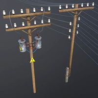 set of electric poles