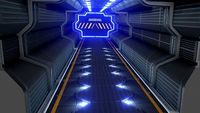 Elegant sci-fi spaceship corridor