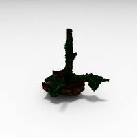 Voxel - Type2 Mossy Damaged Ship - Low-poly 3D Model